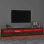 vidaXL Mobile Porta TV con Luci LED Rovere Marrone 240x35x40 cm vidaXL Mobile Porta TV con Luci LED Rovere Marrone 240x35x40 cm