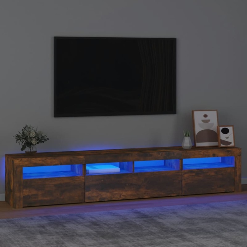 vidaXL Mobile Porta TV con Luci LED Rovere Fumo 210x35x40 cm vidaXL Mobile Porta TV con Luci LED Rovere Fumo 210x35x40 cm