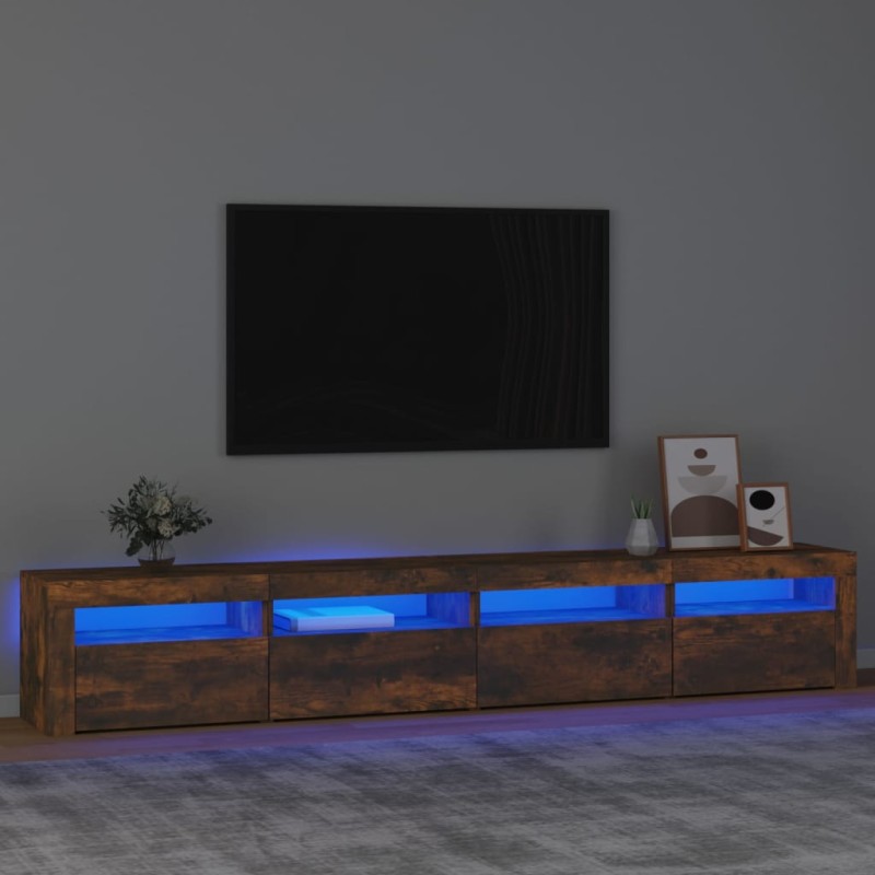 vidaXL Mobile Porta TV con Luci LED Rovere Fumo 240x35x40 cm vidaXL Mobile Porta TV con Luci LED Rovere Fumo 240x35x40 cm