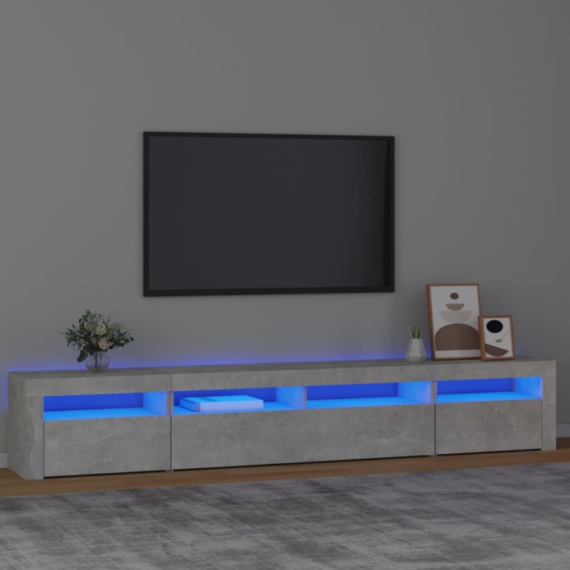 vidaXL Mobile Porta TV con Luci LED Grigio Cemento 240x35x40 cm vidaXL Mobile Porta TV con Luci LED Grigio Cemento 240x35x40 cm