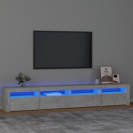 vidaXL Mobile Porta TV con Luci LED Grigio Cemento 240x35x40 cm