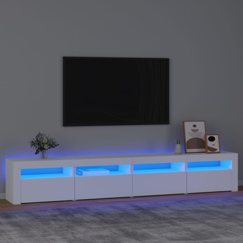 vidaXL Mobile Porta TV con Luci LED Bianco 240x35x40 cm vidaXL Mobile Porta TV con Luci LED Bianco 240x35x40 cm