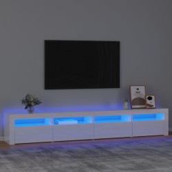 vidaXL Mobile Porta TV con Luci LED Bianco Lucido 240x35x40 cm