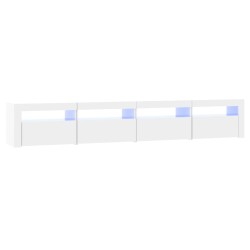 vidaXL Mobile Porta TV con Luci LED Bianco Lucido 240x35x40 cm