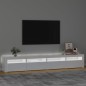 vidaXL Mobile Porta TV con Luci LED Bianco Lucido 240x35x40 cm