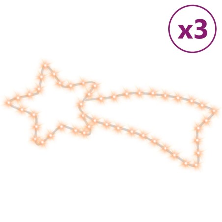 vidaXL Figure Natalizie Stelle Comete 48 LED 3pz Bianco Caldo 65x28 cm