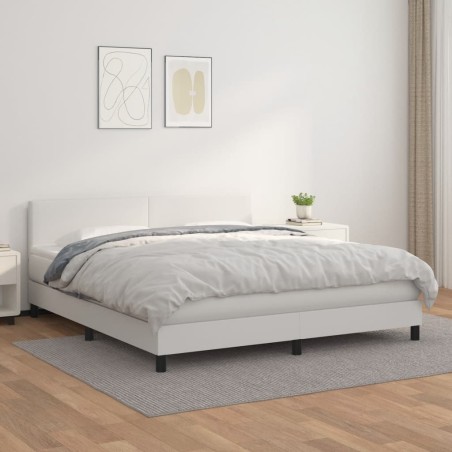 vidaXL Giroletto a Molle con Materasso Bianco 160x200 cm in Similpelle