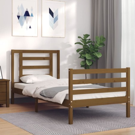vidaXL Giroletto con Testiera Miele 90x200 cm in Legno Massello