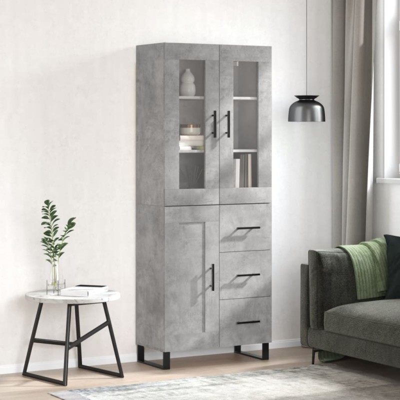 vidaXL Credenza Grigio Cemento 69,5x34x180 cm in Legno Multistrato vidaXL Credenza Grigio Cemento 69,5x34x180 cm in Legno Multistrato