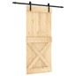 vidaXL Porta Scorrevole con Set Hardware 90x210 cm Legno Massello Pino