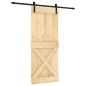 vidaXL Porta Scorrevole con Set Hardware 85x210 cm Legno Massello Pino