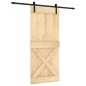 vidaXL Porta Scorrevole con Set Hardware 90x210 cm Legno Massello Pino
