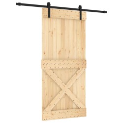 vidaXL Porta Scorrevole con Set Hardware 95x210 cm Legno Massello Pino