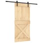 vidaXL Porta Scorrevole con Set Hardware 95x210 cm Legno Massello Pino