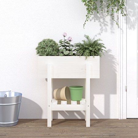 vidaXL Fioriera da Giardino Bianca 62x30x69 cm Legno Massello di Pino 