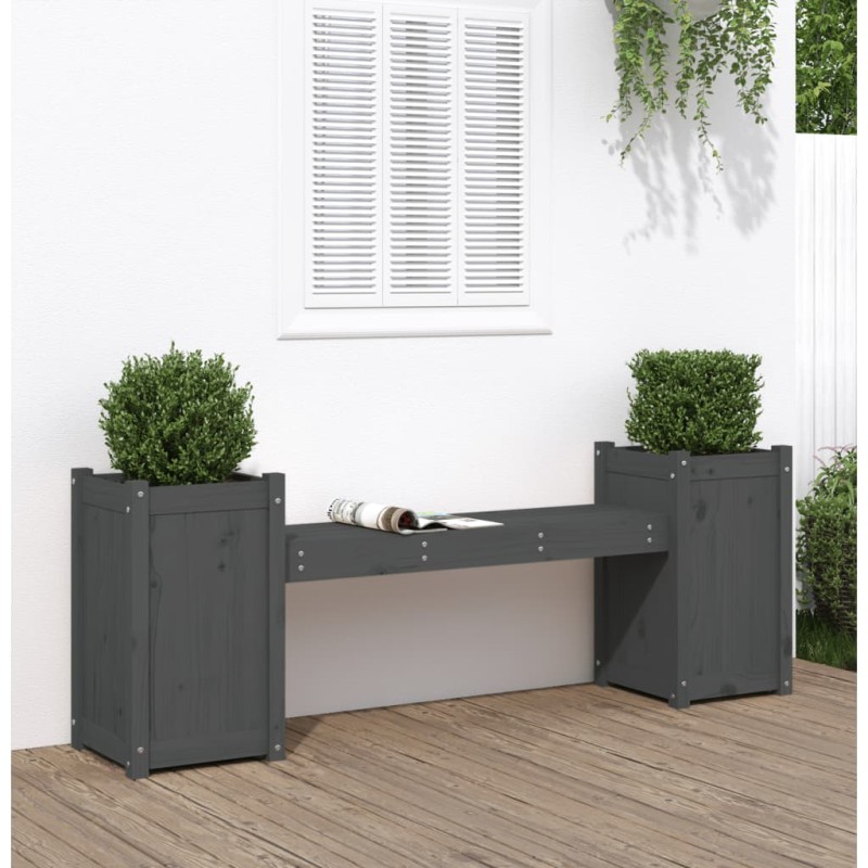 vidaXL Panchina con Fioriera Grigia 180x36x63cm Legno Massello di Pino vidaXL Panchina con Fioriera Grigia 180x36x63cm Legno Massello di Pino