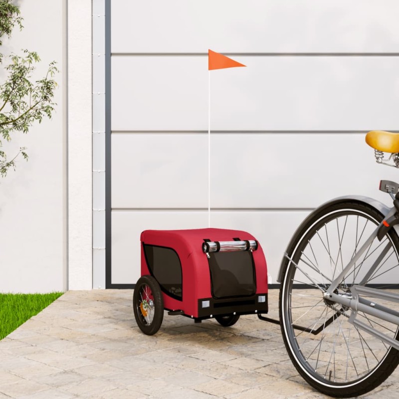 vidaXL Rimorchio da Bici per Cani Rosso e Nero Tessuto Oxford e Ferro vidaXL Rimorchio da Bici per Cani Rosso e Nero Tessuto Oxford e Ferro