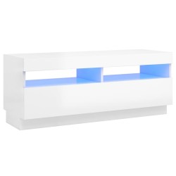 vidaXL Mobile Porta TV con Luci LED Bianco Lucido 100x35x40 cm