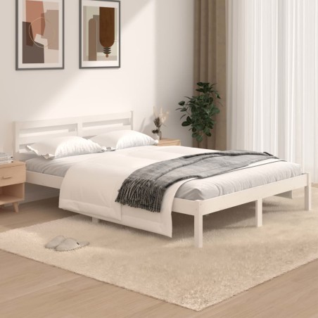 vidaXL Giroletto Legno Massello Pino 120x190cm Bianco 4FT Small Double