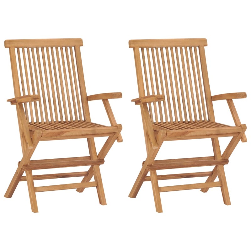 Sedie da Giardino Pieghevoli 2 pz in Legno Massello di Teak Sedie da Giardino Pieghevoli 2 pz in Legno Massello di Teak