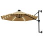 Ombrellone a Muro con LED e Palo in Metallo 300 cm Grigio Talpa Ombrellone a Muro con LED e Palo in Metallo 300 cm Grigio Talpa