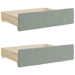 vidaXL Cassetti da Letto 2pz Grigio Chiaro Legno Multistrato e Velluto