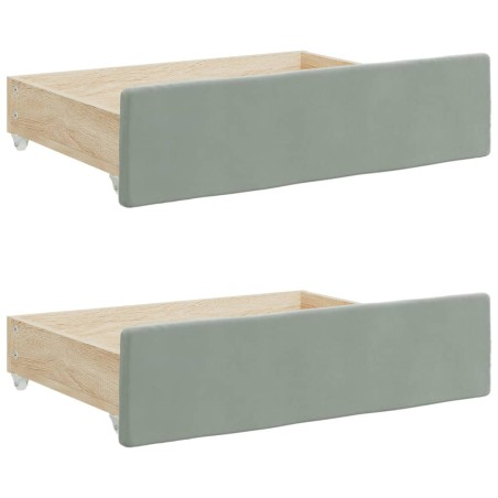 vidaXL Cassetti da Letto 2pz Grigio Chiaro Legno Multistrato e Velluto