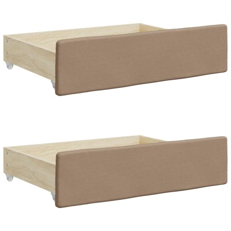vidaXL Cassetti da Letto 2pz Cappuccino Legno Multistrato e Similpelle