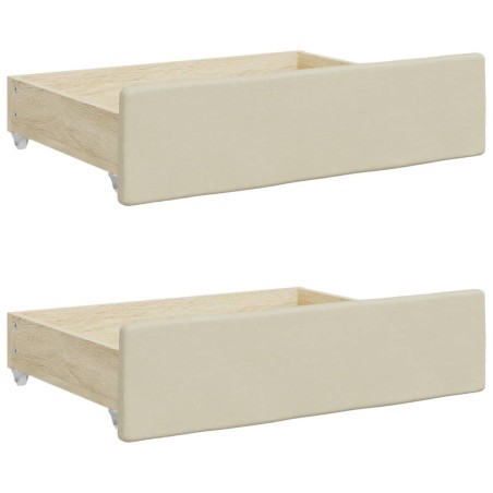 vidaXL Cassetti da Letto 2pz Crema in Legno Multistrato e Similpelle