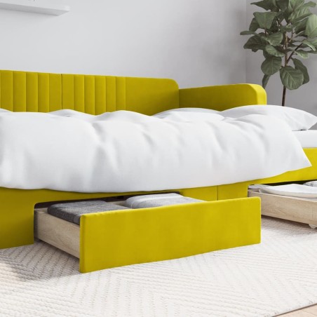 vidaXL Cassetti da Letto 2pz Gialli in Legno Multistrato e Velluto