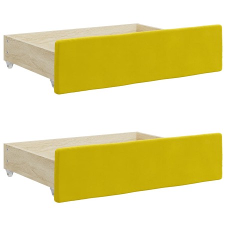 vidaXL Cassetti da Letto 2pz Gialli in Legno Multistrato e Velluto