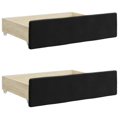 vidaXL Cassetti da Letto 2pz Neri in Legno Multistrato e Velluto