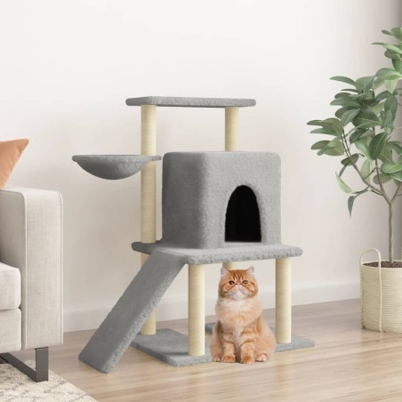 vidaXL Albero per Gatti con Tiragraffi in Sisal Grigio Chiaro 96,5 cm