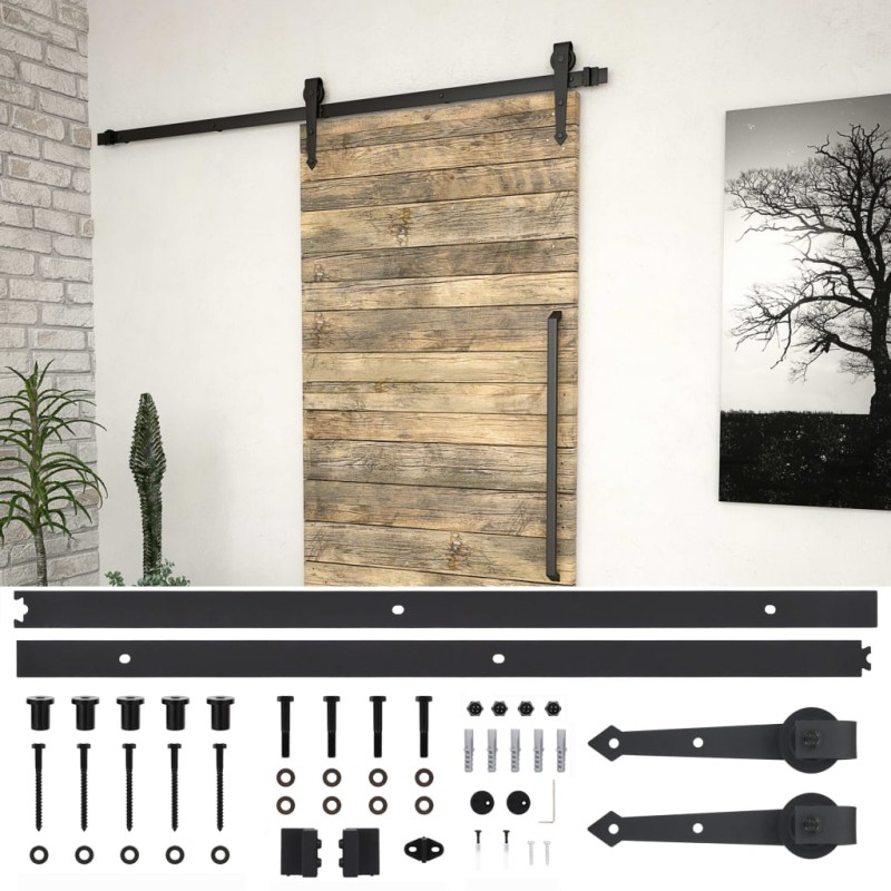 vidaXL Kit di Binari per Porte Scorrevoli 200 cm Acciaio Nero vidaXL Kit di Binari per Porte Scorrevoli 200 cm Acciaio Nero