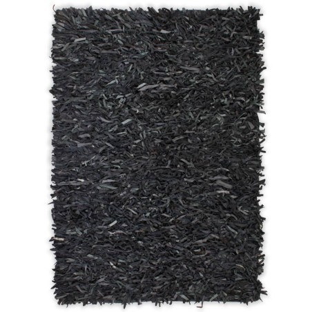vidaXL Tappeto Shaggy a Pelo Lungo in Vera Pelle 190x280 cm Grigio
