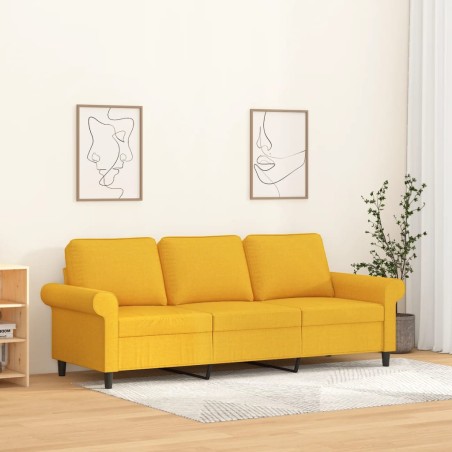 vidaXL Divano a 3 Posti Giallo Chiaro 180 cm in Tessuto
