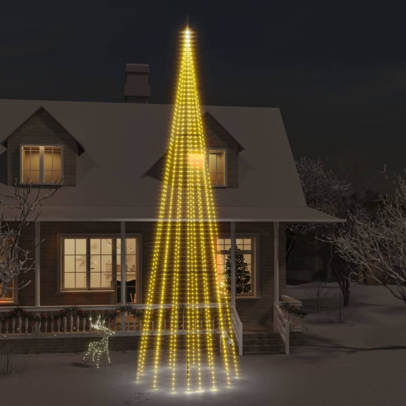 vidaXL Albero di Natale Pennone Bianco Caldo 1134 LED 800 cm vidaXL Albero di Natale Pennone Bianco Caldo 1134 LED 800 cm