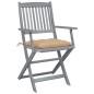 vidaXL Sedie da Giardino Pieghevoli 4pz con Cuscini in Massello Acacia vidaXL Sedie da Giardino Pieghevoli 4pz con Cuscini in Massello Acacia
