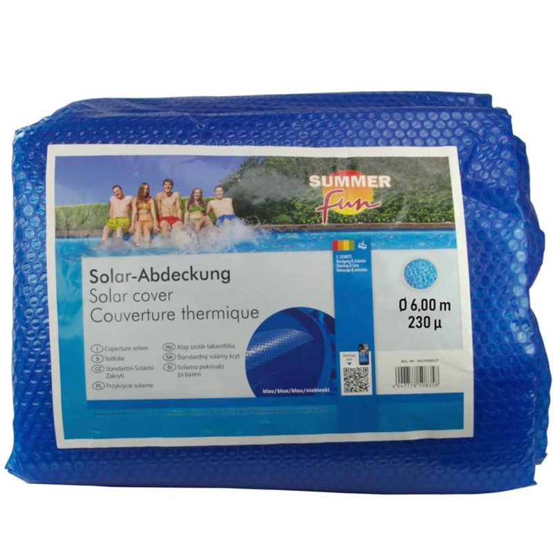 Summer Fun Copertura Solare per Piscina Rotonda 600 cm in PE Blu Summer Fun Copertura Solare per Piscina Rotonda 600 cm in PE Blu