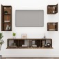 Set Mobili Porta TV 5 pz Rovere Marrone in Legno Multistrato Set Mobili Porta TV 5 pz Rovere Marrone in Legno Multistrato