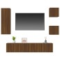 Set Mobili Porta TV 5 pz Rovere Marrone in Legno Multistrato Set Mobili Porta TV 5 pz Rovere Marrone in Legno Multistrato