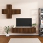 Set di Mobili Porta TV 7 pz Rovere Marrone in Legno Multistrato Set di Mobili Porta TV 7 pz Rovere Marrone in Legno Multistrato