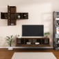 Set di Mobili Porta TV 7 pz Rovere Marrone in Legno Multistrato Set di Mobili Porta TV 7 pz Rovere Marrone in Legno Multistrato