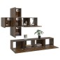 Set di Mobili Porta TV 7 pz Rovere Marrone in Legno Multistrato Set di Mobili Porta TV 7 pz Rovere Marrone in Legno Multistrato