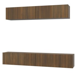 Set Mobili Porta TV 5 pz Rovere Marrone in Legno Multistrato