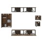 Set Mobili Porta TV 8pz Rovere Marrone in Legno Multistrato Set Mobili Porta TV 8pz Rovere Marrone in Legno Multistrato