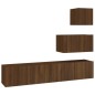 Set Mobili Porta TV 4 pz Rovere Marrone in Legno Multistrato Set Mobili Porta TV 4 pz Rovere Marrone in Legno Multistrato