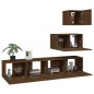 Set Mobili Porta TV 4 pz Rovere Marrone in Legno Multistrato Set Mobili Porta TV 4 pz Rovere Marrone in Legno Multistrato