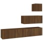 Set Mobili Porta TV 4 pz Rovere Marrone in Legno Multistrato Set Mobili Porta TV 4 pz Rovere Marrone in Legno Multistrato