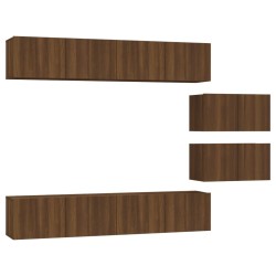 Set Mobili Porta TV 6 pz Rovere Marrone in Legno Multistrato